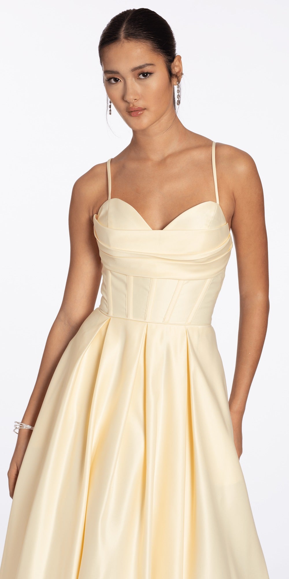 Lace One Shoulder Foldover Scuba Column Dress with Back Slit
