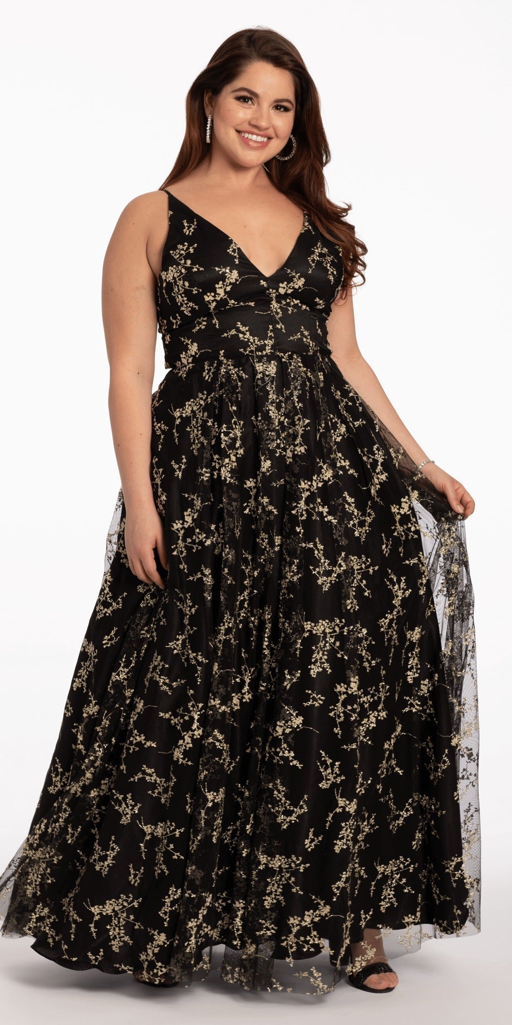 Strapless Rhinestone Mesh Corset Column Dress