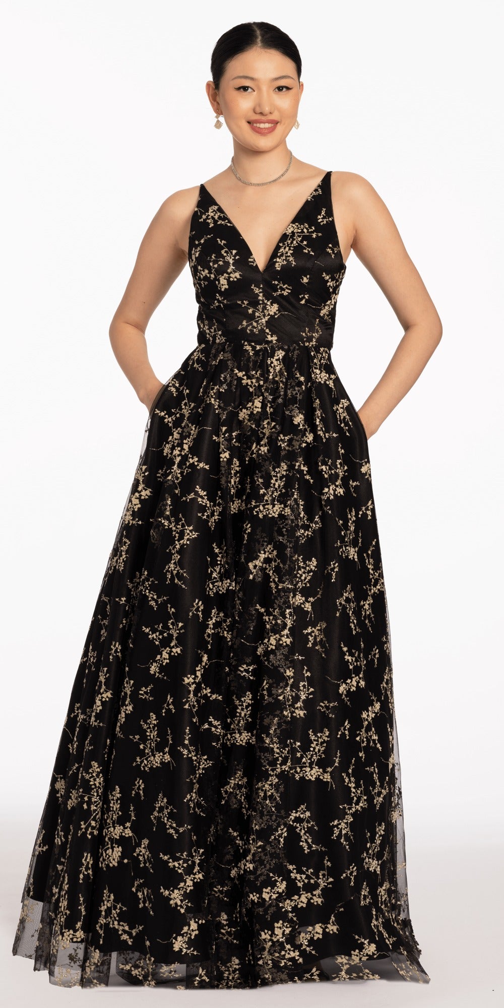 Embroidered Strapless Glitter Mesh Corset Mermaid Dress with Tendrils