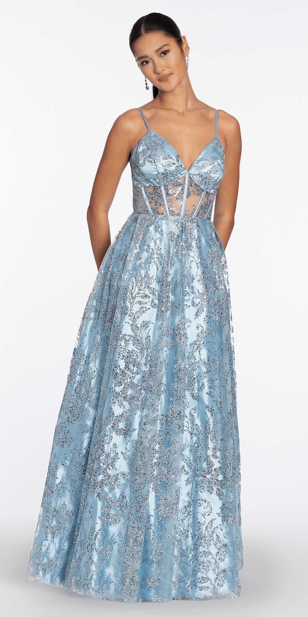 Sweetheart Sequin Mesh Corset Tiered Mermaid Dress
