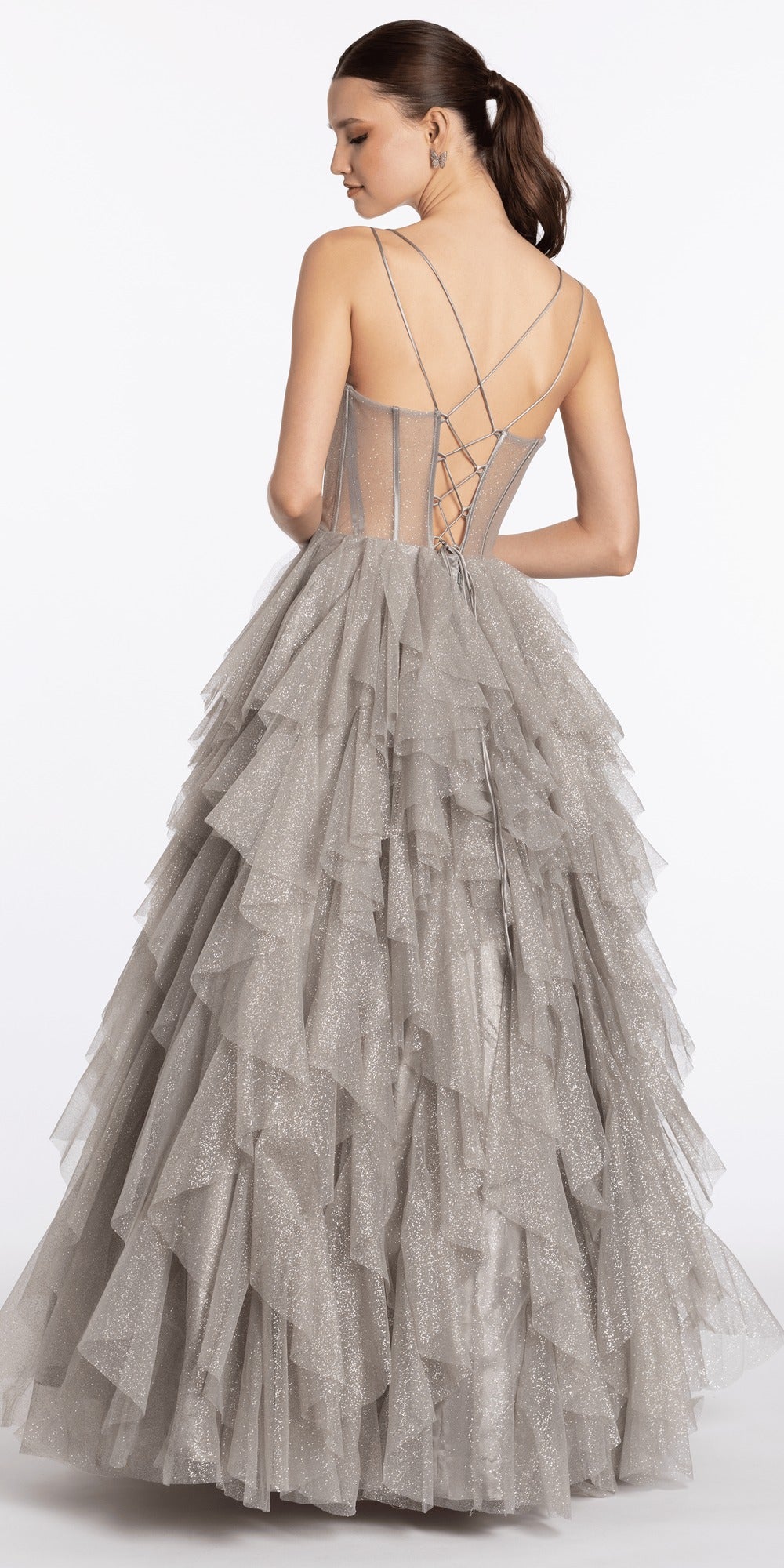 Sweetheart Lace Plunge Trumpet Dress with Floral Appliques