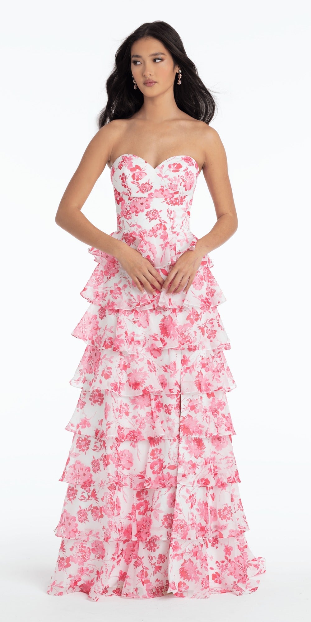 Stretch Satin Sweetheart Rhinestone Corset Column Dress