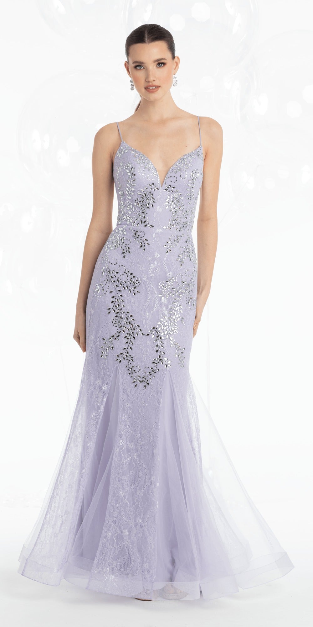 Spandex Satin Sweetheart Corset Trumpet Dress with Rhinestone Detail