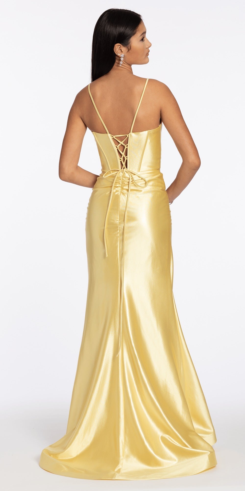 Organza Lace Up Back Ballgown with Detachable Sleeves