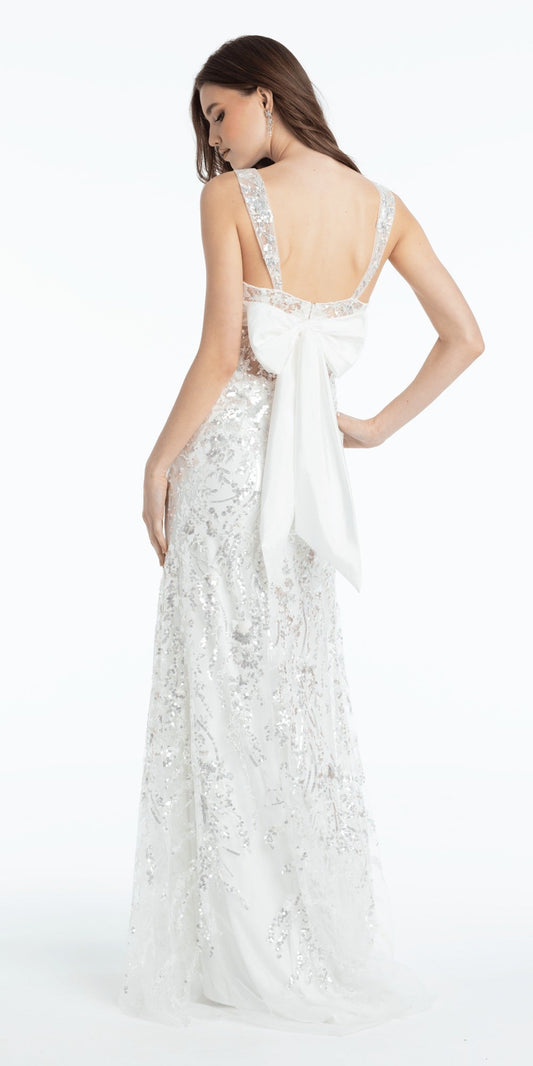 Embellished Corset Tiered Tulle Dress with Side Slit