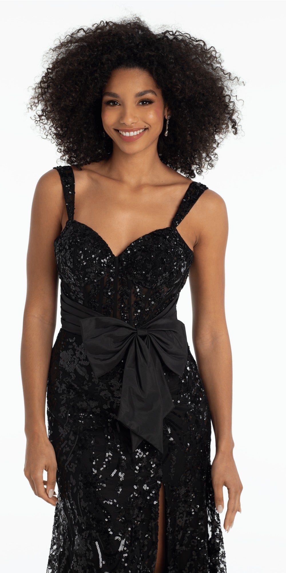 Embellished Corset Tiered Tulle Dress with Side Slit