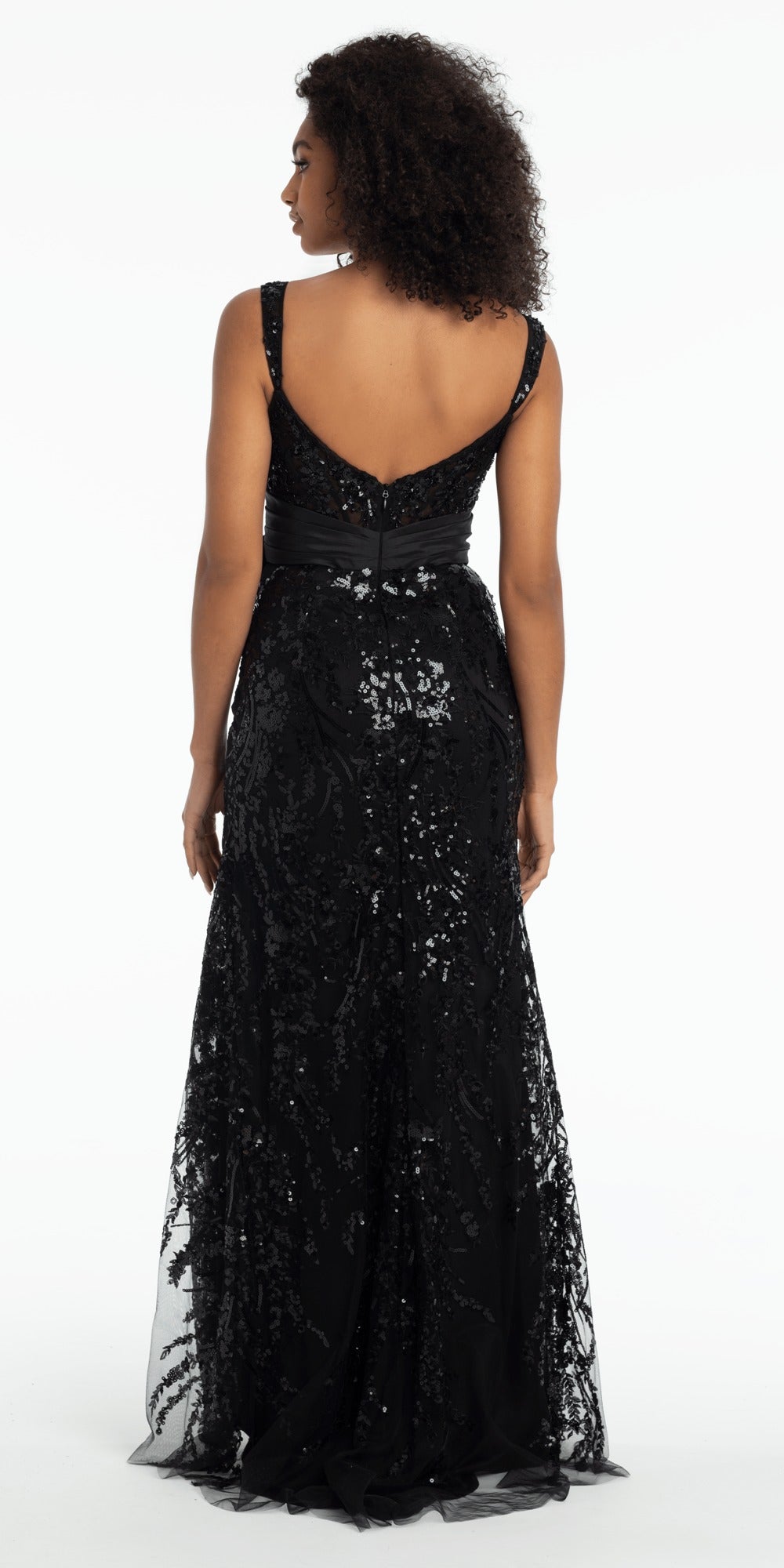 Embellished Corset Tiered Tulle Dress with Side Slit