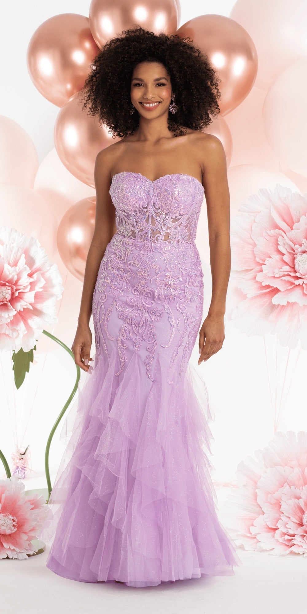 Plunging Mikado Glitter Ballgown with Bow Back