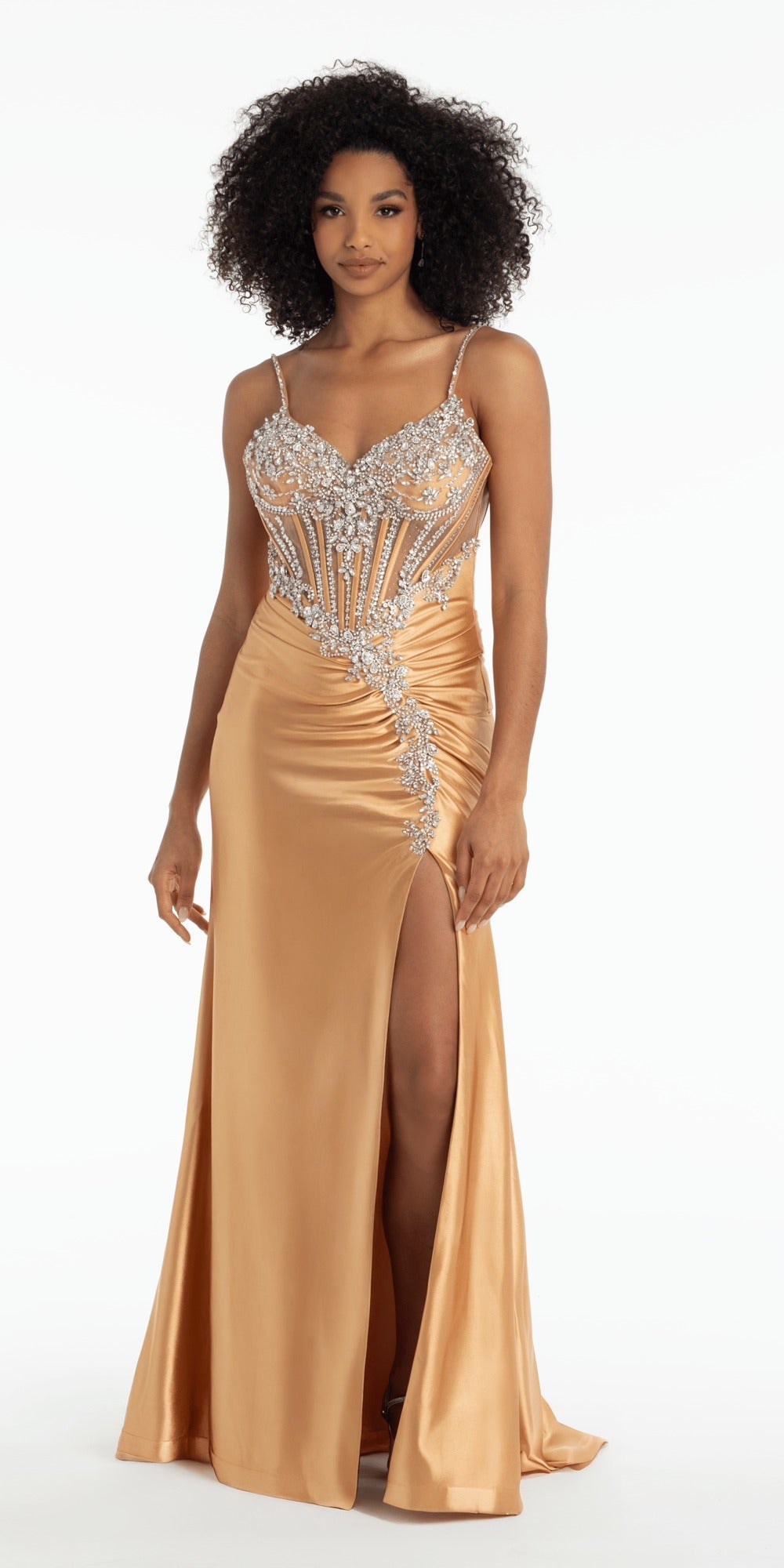 Deep V Neck Mikado A Line Dress with Pockets