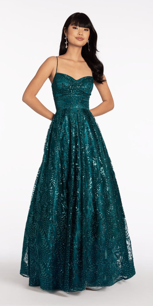 Floral Applique Off the Shoulder Glitter Tulle Mermaid Dress