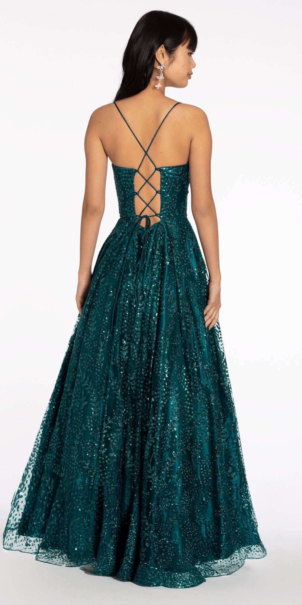 Floral Applique Off the Shoulder Glitter Tulle Mermaid Dress