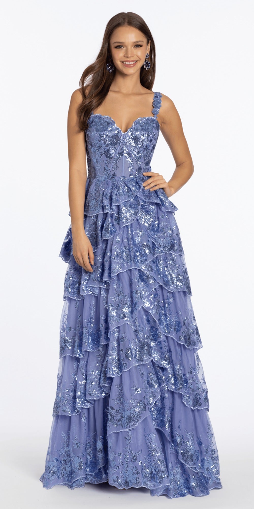 Tulle A Line Dress with 3D Embellished Appliques