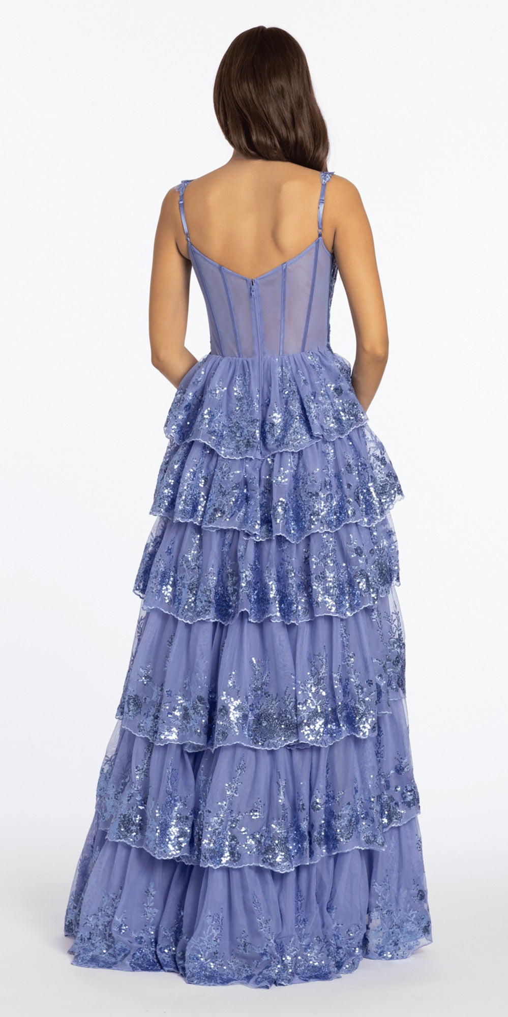 Strapless Sweetheart Lace Trumpet Dress with Cris Cross Bodice