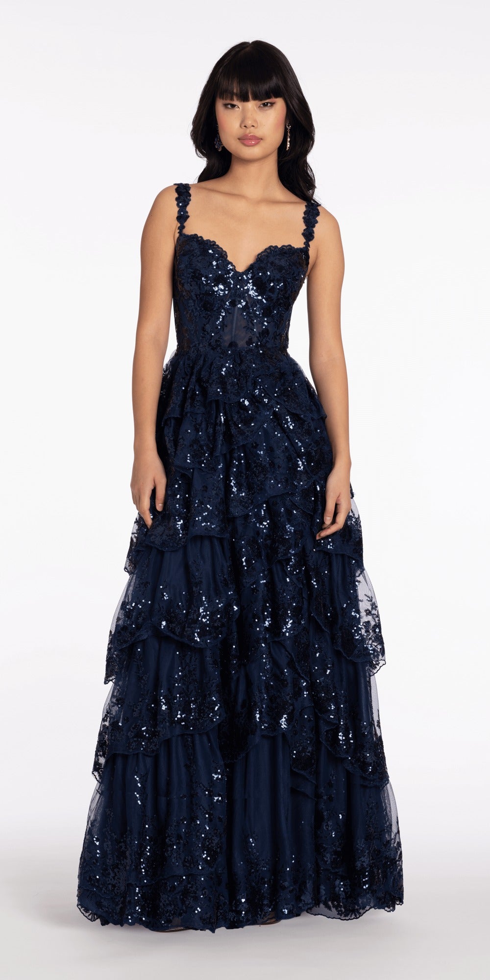 Strapless Sweetheart Lace Trumpet Dress with Cris Cross Bodice