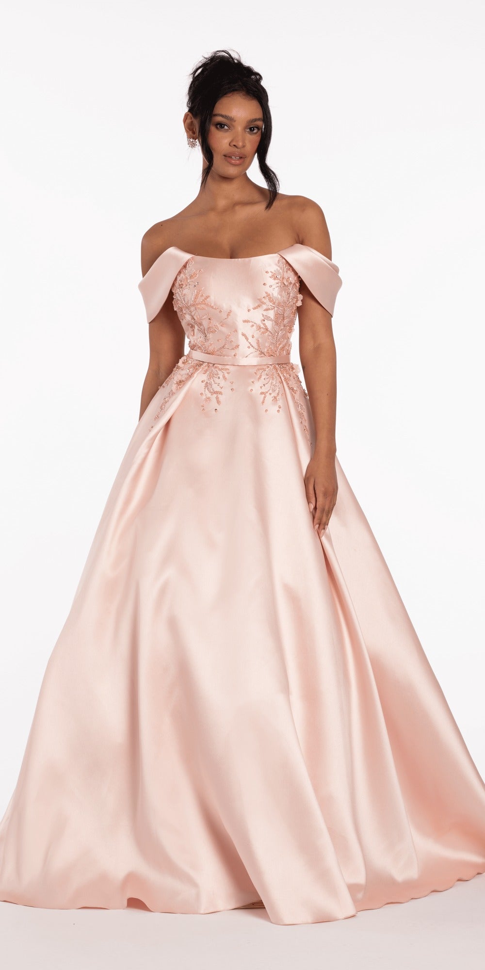 Cap Sleeve Crocheted Illusion Back Chiffon A Line Dress