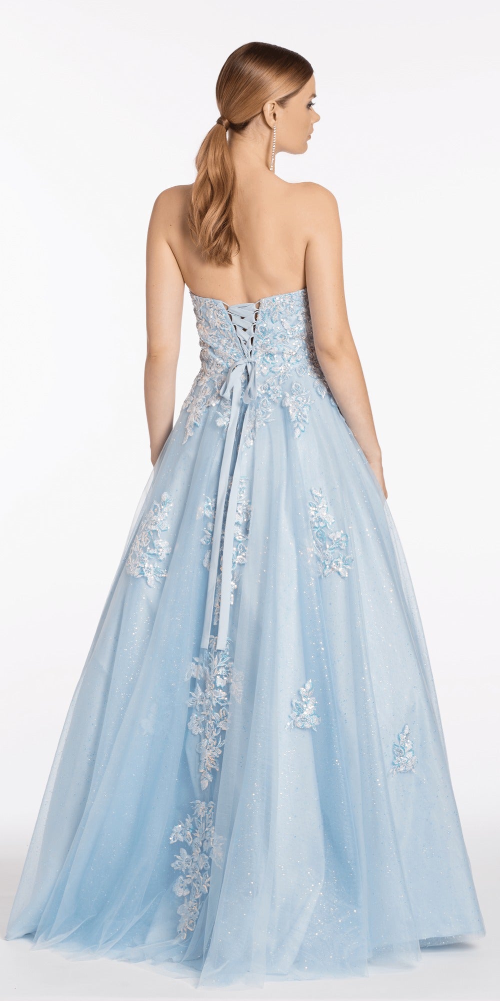 Mesh Sweetheart Plunge Mermaid Dress with Beaded Appliques