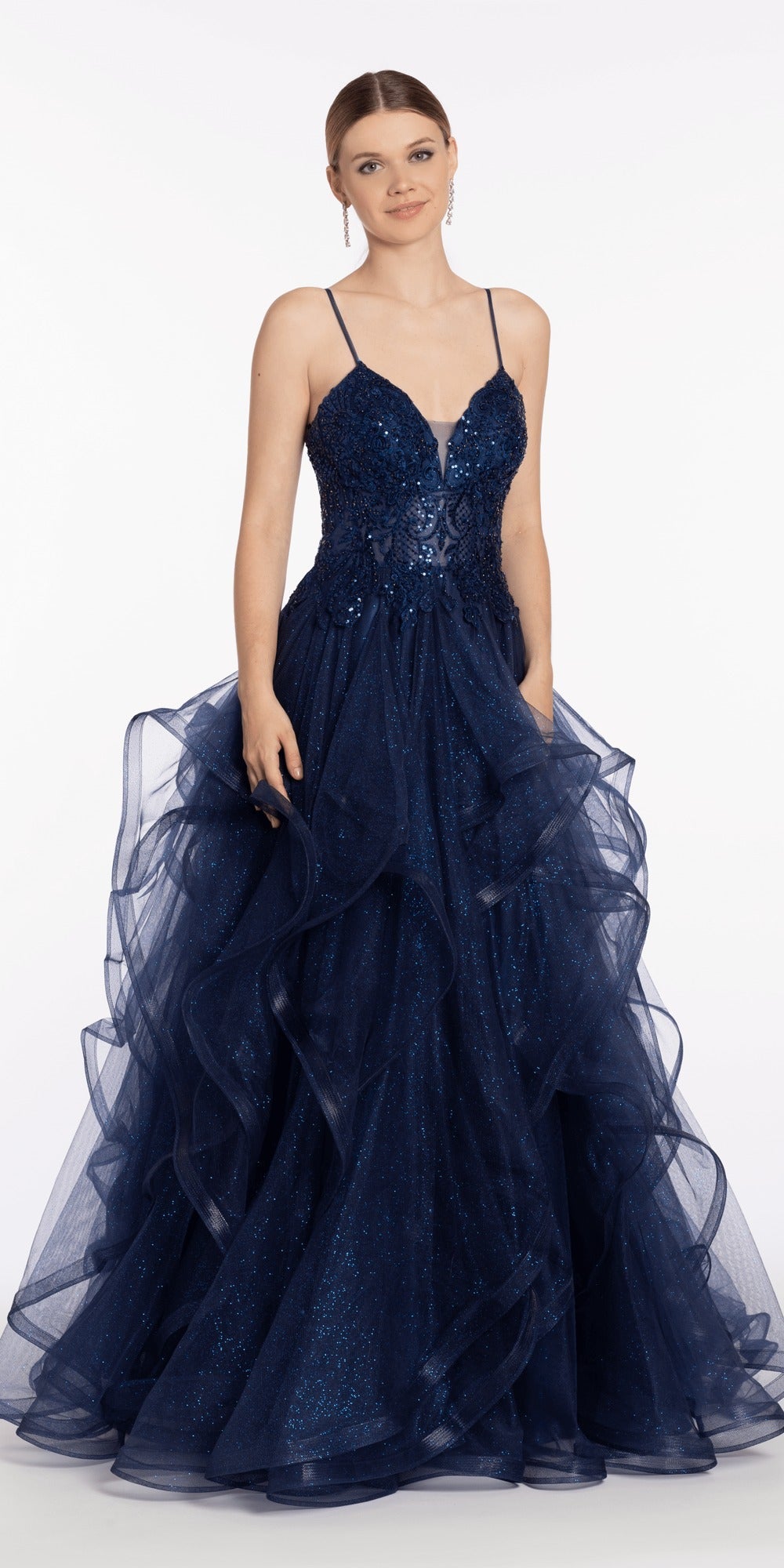 Pearl Sweetheart Pleated Off the Shoulder Corset Tulle Ballgown