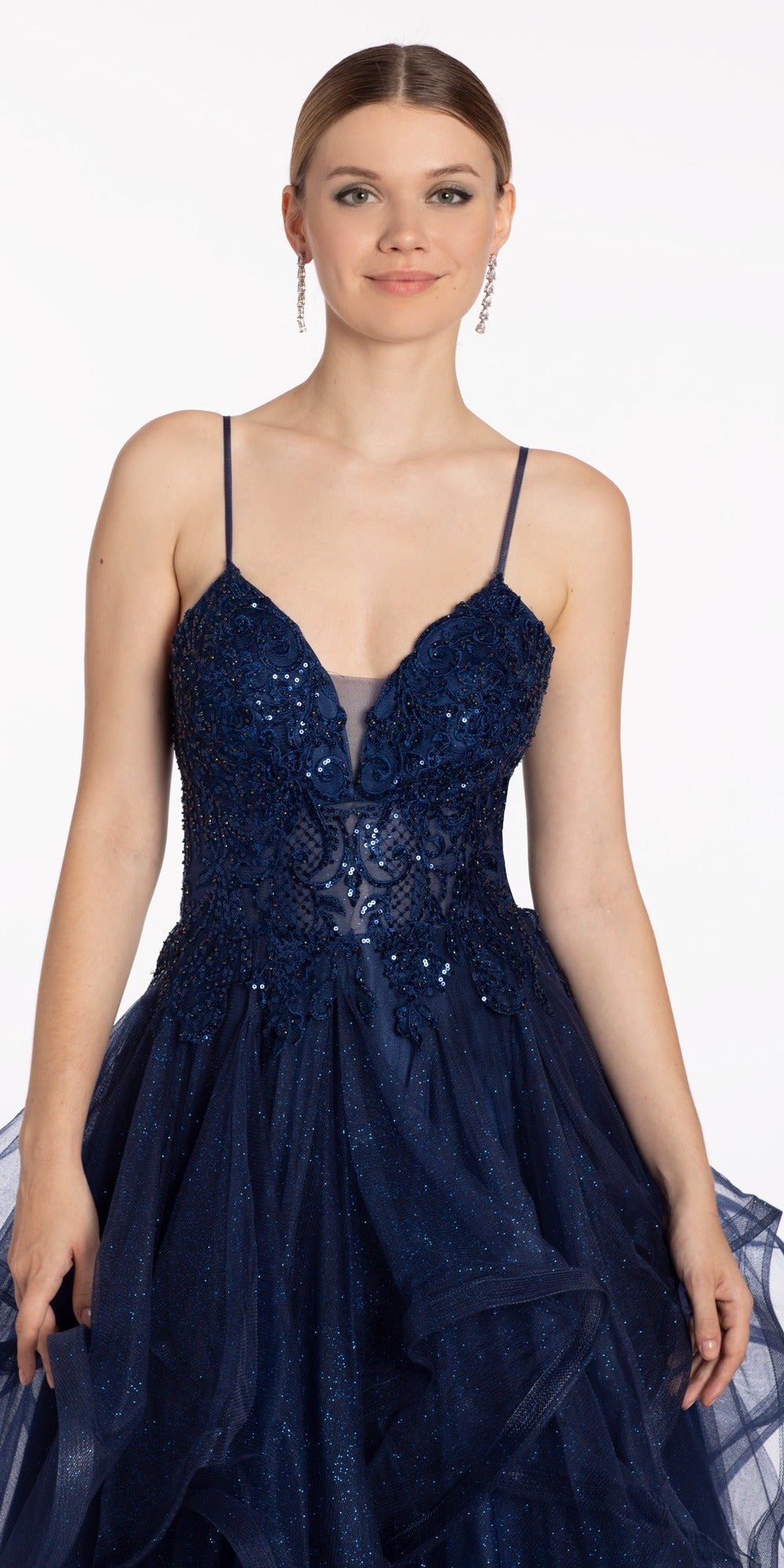 Pearl Sweetheart Pleated Off the Shoulder Corset Tulle Ballgown