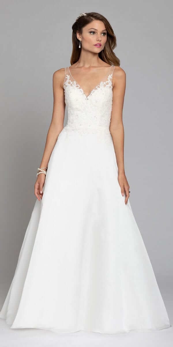 Floral Applique Organza A-Line Gown