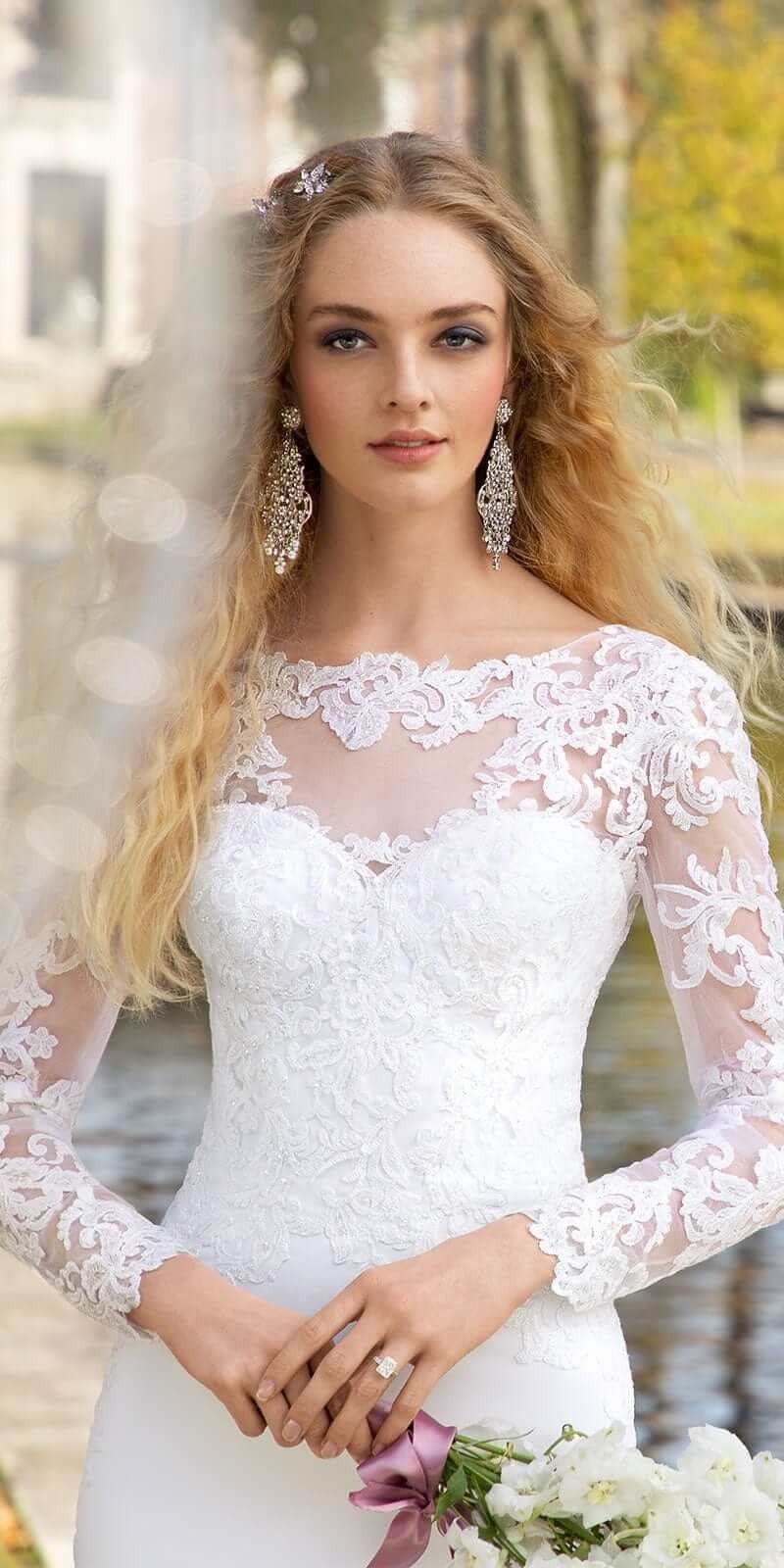 Long Sleeve V Back Crepe Dress with Embellished Appliques